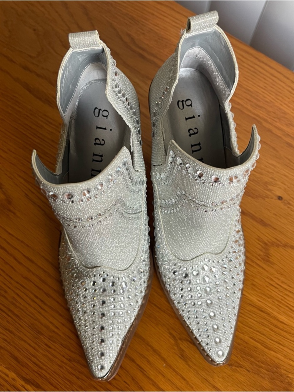 Gianni Bini Brees Rhinestone Metallic Western Booties Size 7.5 - Picture 11 of 16
